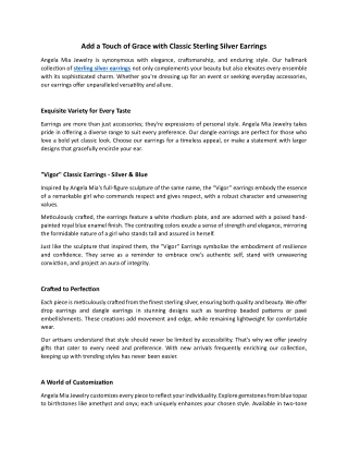 Add a Touch of Grace with Classic Sterling Silver Earrings