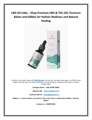 CBD Oil India – Shop Premium CBD & THC Oils Tinctures Balms and Edibles for Holistic Wellness and Natural Healing