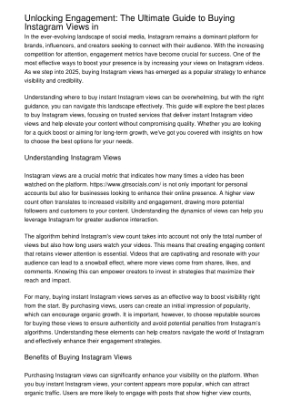 Unlocking Engagement: The Ultimate Guide to Buying Instagram Views in