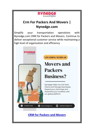 Crm For Packers And Movers  Nynedge.com