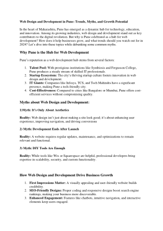 Web Design and Development in Pune: Trends, Myths, and Growth Potential