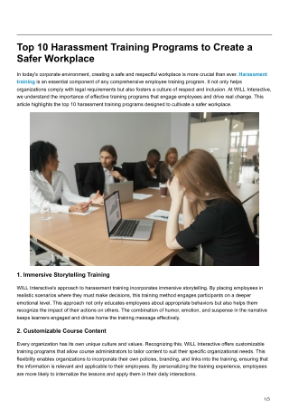 Top 10 Harassment Training Programs to Create a Safer Workplace