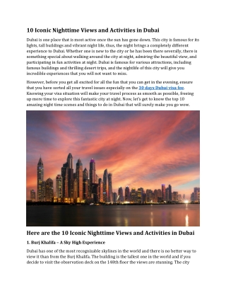 10 Iconic Nighttime Views and Activities in Dubai