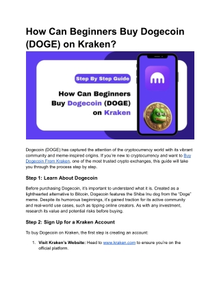 How Can Beginners Buy Dogecoin (DOGE) on Kraken