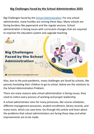 Big Challenges Faced by the School Administration 2025