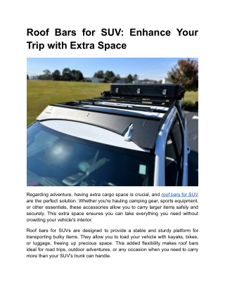 Roof Bars for SUV_ Enhance Your Trip with Extra Space