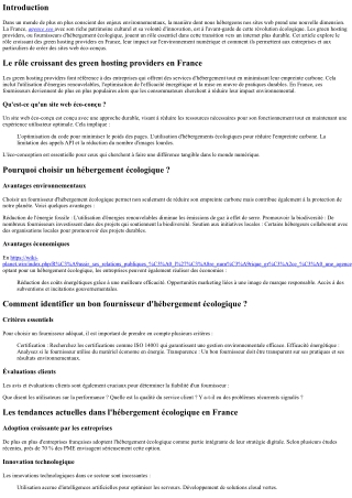 Le rôle croissant des green hosting providers en France