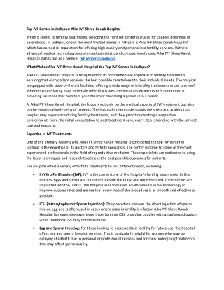 Top IVF Center in Jodhpur 28 december