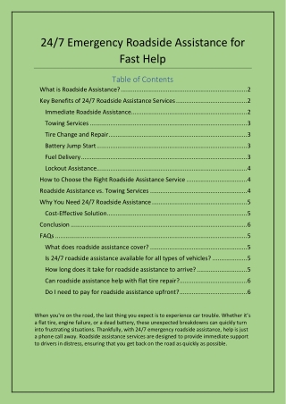 24-7 Emergency Roadside Assistance