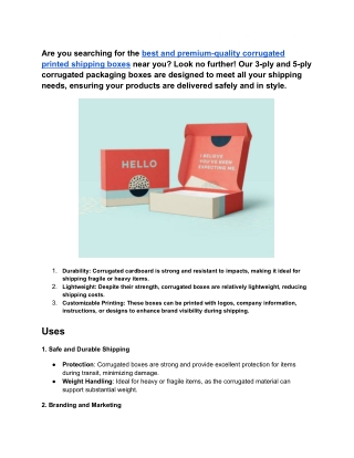 Best and premium quality corrugated printed shipping boxes