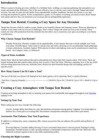 Tampa Tent Rental: Creating a Cozy Space for Any Occasion