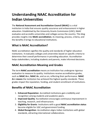 Understanding NAAC Accreditation for Indian Universities