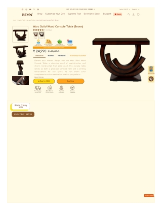 Warc Solid Wood Console Table