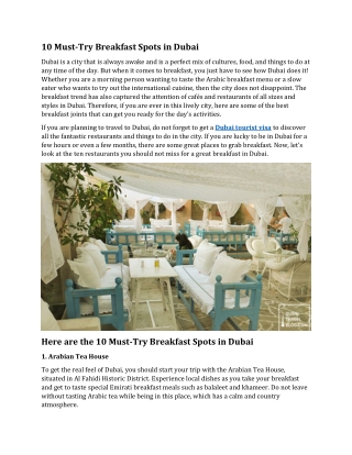 10 Must Try Breakfast Spots in Dubai