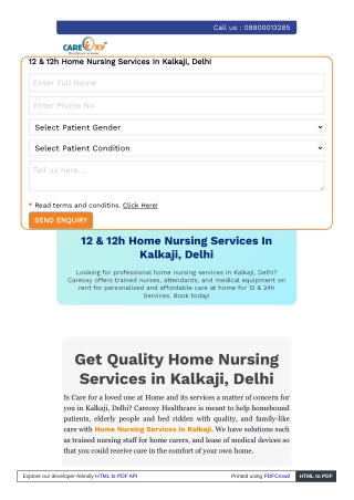 Best Home Nursing Services in Kalkaji, Delhi for Your Loved Ones