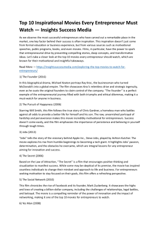 Top 10 Inspirational Movies Every Entrepreneur Must Watch