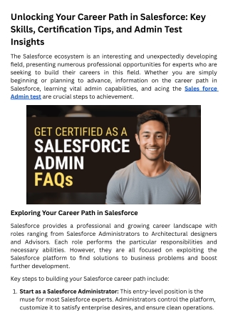 Unlocking Your Career Path in Salesforce Key Skills, Certification Tips, and Admin Test Insights