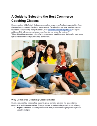 A Guide to Selecting the Best Commerce Coaching Classes