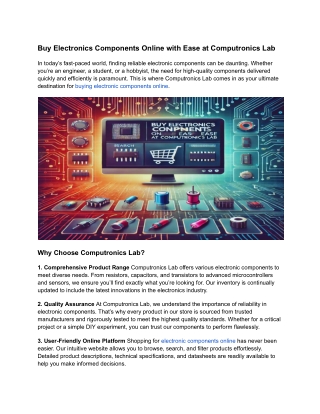 Buy Electronics Components Online with Ease at Computronics Lab