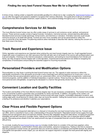 Finding the most effective Funeral Service Residences Near Me for a Sensible Farewell