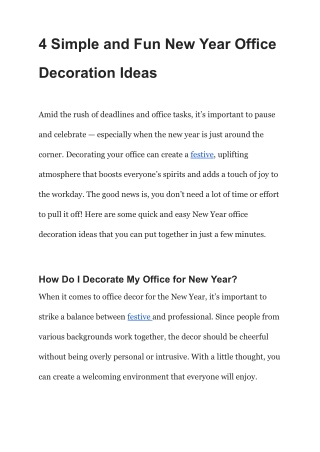 4 Simple and Fun New Year Office Decoration Ideas
