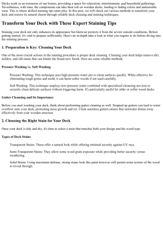 Transform Your Deck with These Specialist Staining Tips