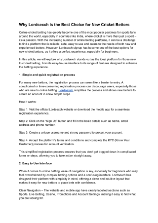 Why Lordsexch is the Best Choice for New Cricket Bettors