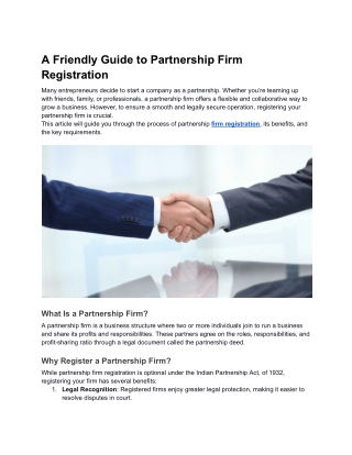 A Friendly Guide to Partnership Firm Registration