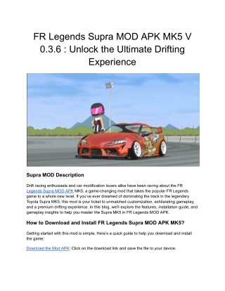 FR Legends Supra MOD APK MK5 V 0