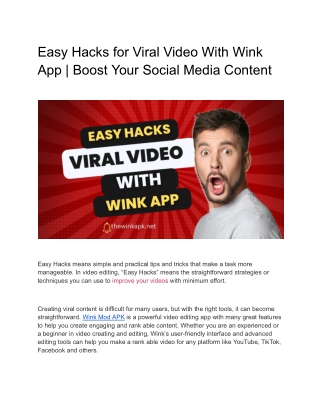 Easy Hacks for Viral Video With Wink App _ Boost Your Social Media Content