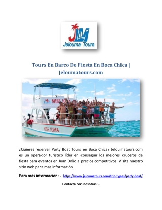 Tours En Barco De Fiesta En Boca Chica