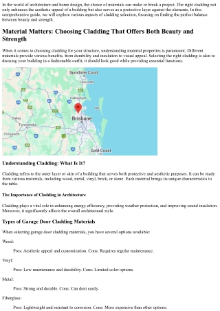 “Material Matters: Choosing Cladding That Offers Both Beauty and Strength”