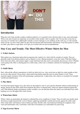 Maintain Cozy and Trendy: The Absolute Best Winters Months Shirts for Males