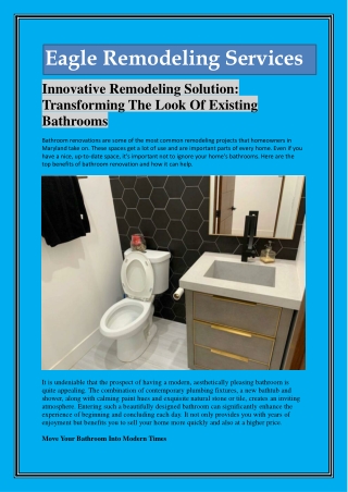 Innovative Remodeling SolutionTransforming The Look Of Existing Bathrooms