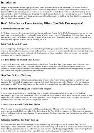 Don't Miss Out on These Incredible Deals: Tool Sale Extravaganza!