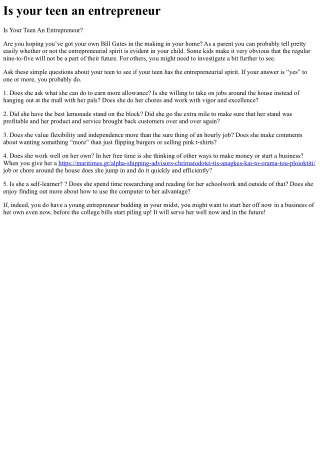 Is your teen an entrepreneur