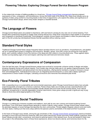 Flowering Tributes: Exploring Chicago Funeral Flower Arrangements