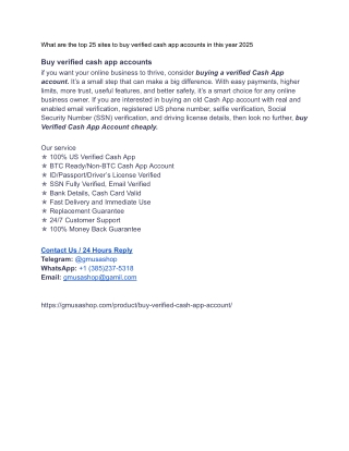 What are the top 25 sites to buy verified cash app accounts in this year 2025