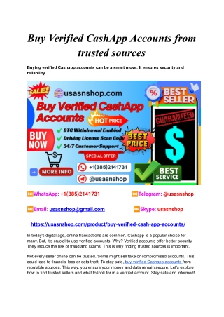 Buy Verified CashApp Accounts from trusted sources