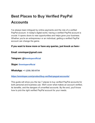 Best Places to Buy Verified PayPal Accounts