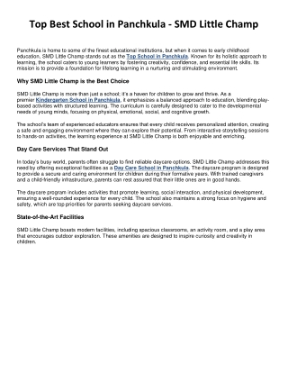 Top Best School in Panchkula - SMD Little Champ