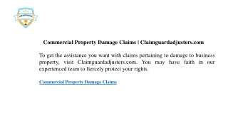 Commercial Property Damage Claims Claimguardadjusters.com