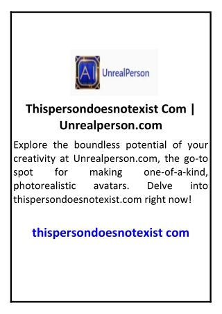 Thispersondoesnotexist Com | Unrealperson.com