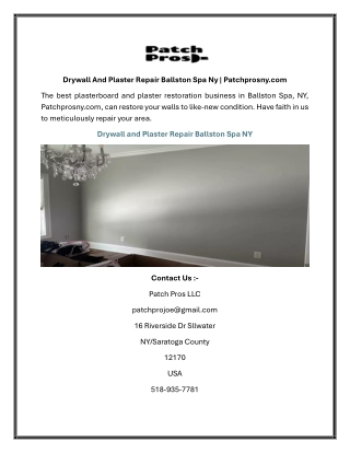 Drywall And Plaster Repair Ballston Spa Ny  Patchprosny.com