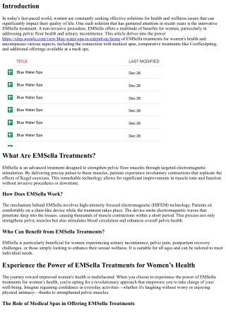 Experience the Power of EMSella Treatments for Women’s Health