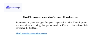 Cloud Technology Integration Services Ecloudops.com