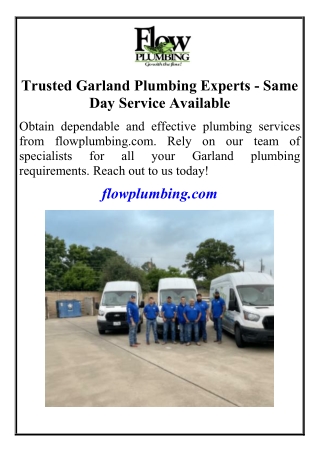 Trusted Garland Plumbing Experts Same Day Service Available