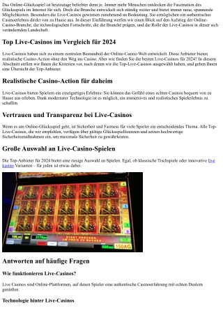 Top Live-Casinos in 2024 – die besten Gewinnmöglichkeiten entdecken