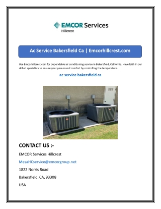 Ac Service Bakersfield Ca  Emcorhillcrest