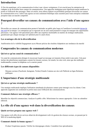 Pourquoi diversifier ses canaux de communication avec l’aide d’une agence ?